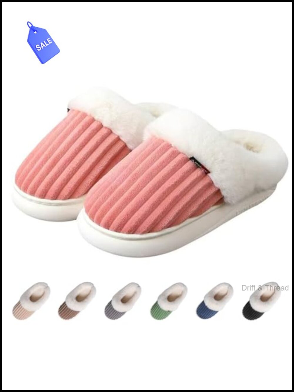 Fuzzy Memory Foam Slippers Plush Faux Fur House Shoes Non-Slip